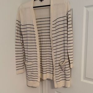 Talbots super soft Cream and Black Striped Cardigan